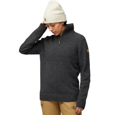 Afbeelding van Fjallraven Övik 86993 030 gebreide trui met halve ritssluiting, dames, donkergrijs, M