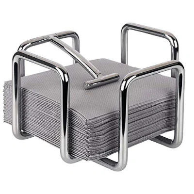Afbeelding van Buddy&#039;s Bar Servethouder, servetdispenser voor 65 cocktailservetten, servettenstandaard, verchroomd metaal, incl. verzwaarder, 14 x cm, 10 cm hoogte