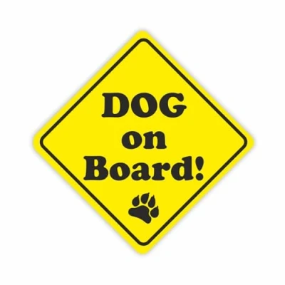Afbeelding van iSecur hondensticker voor de auto I hond aan boord Dog on Board 11 cm geel zwart