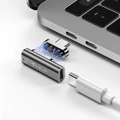 Afbeelding van ELECJET MagJet S, 20 pins magnetische USB C adapter, 100 W snel opladen, 10 Gb/s gegevensoverdracht, 4K video @60Hz hoge resolutie compatibel met MacBook Pro en andere apparaten, zilver + grijs