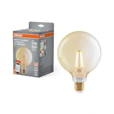 Afbeelding van OSRAM SMART+ LED lamp, G53, 6W, 2400K, E27, bolvormig, filament, goud, dimbaar, bedienbaar via app of stem, compatibel met Matter