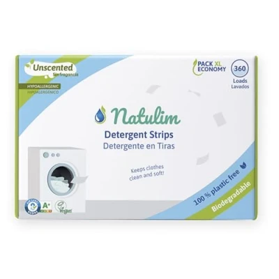 Afbeelding van Natulim Wasmiddelstrips (360 Wasbeurten) Inclusief Wasverzachtereffect, Ecologisch, Hypoallergeen Schone en zachte kleding zonder de Planeet te vervuilen (Ongeparfumeerd)