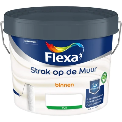 Afbeelding van flexa strak op de muur binnen mat ral 9010 2.5 ltr