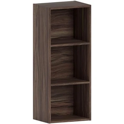 Afbeelding van Vida Designs Oxford 3 Tier Cube Boekenkast, Walnoot Houten Rekken Display Opslag Unit Kantoor Woonkamer Meubels