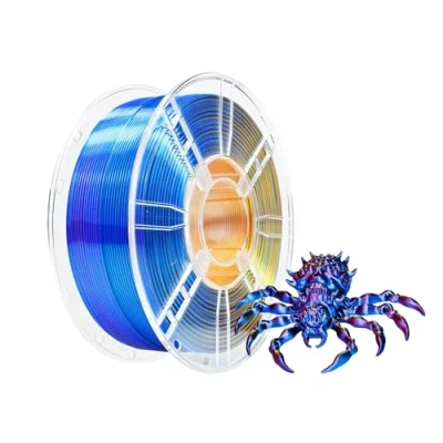 Afbeelding van iBOSS PLA Plus 3D printerfilament, PLA+ filament 1,75 mm driekleurig zijdefilament, co extrusie glanzend printfilament 1 kg voor FDM printer, zijde rood + blauw goud