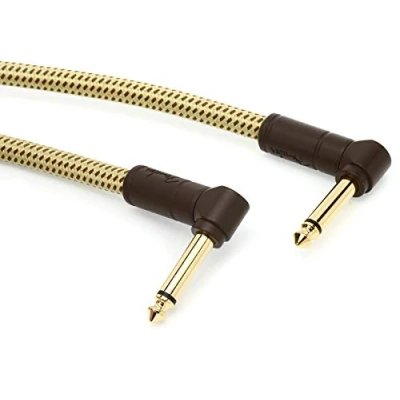 Afbeelding van Fender® »DELUXE SERIES INSTRUMENT CABLE Tweed 2 PACK« Stuk Patchkabel Haakse Jack Plugs 15cm Kleur: