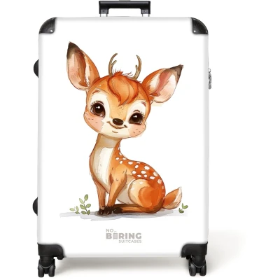 Afbeelding van NoBoringSuitcases.com® Koffer groot Reiskoffer lichtgewicht Baby hert Rolkoffer met 4 wielen Grote trolley XL 98 liter bagage