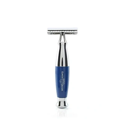 Afbeelding van Edwin Jagger Scheermes Razors Double Edge Safety Blue &amp; Chrome DE Voor Mannen