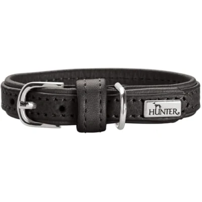 Afbeelding van HUNTER Hondenhalsband SOHO Mini, kleur: zwart, rundleer, zacht en soepel, voor de huid, licht, kleine honden puppy&#039;s, Made in Germany, maat: 27