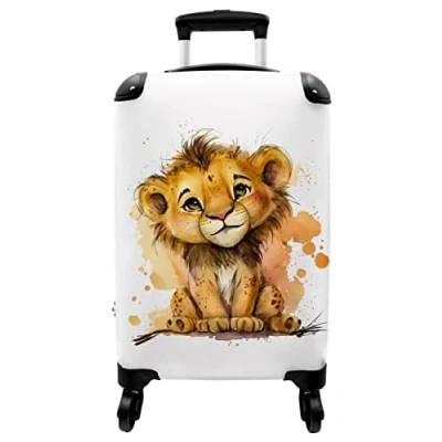 Afbeelding van NoBoringSuitcases.com® Koffer leeuw Oranje handbagage 55x35x25