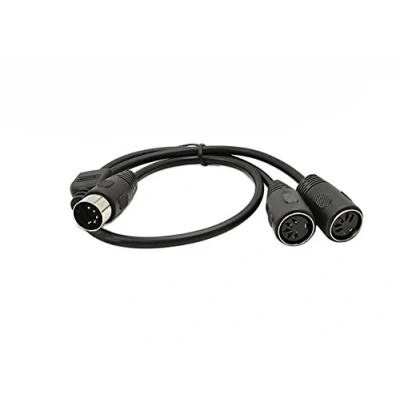 Afbeelding van Sinloon MIDI DIN 5 pins Y splitter adapterkabel, mannelijk naar dubbel 2 x vrouwelijke verlengkabel audiokabel, toetsenbord, orgel, piano (D5p M F, 0,5meter)