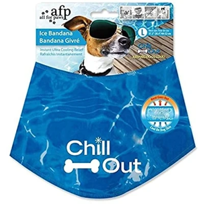 Afbeelding van ALL FOR PAWS Chill Out Hond IJsbandana, Instant Cooling Huisdier Bandana Ademend Sjaal Kat IJshalsband voor Zomer, Blauw, Halsomtrek 44 52 cm (Large)
