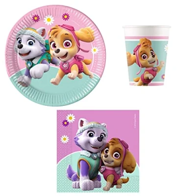 Afbeelding van Procos DY10273867 Paw Patrol Skye &amp; Everest Party Set Klein, borden, bekers en servetten, tafeldecoratie, verjaardagsdecoratie