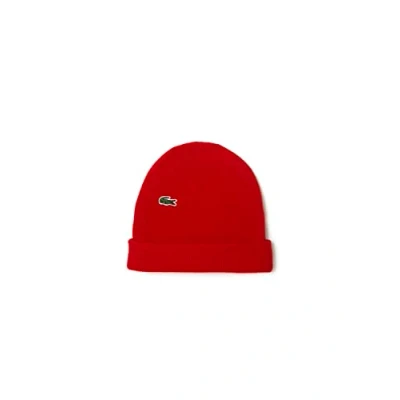 Afbeelding van Accessories Lacoste Ribbed Wool Beanie in Red