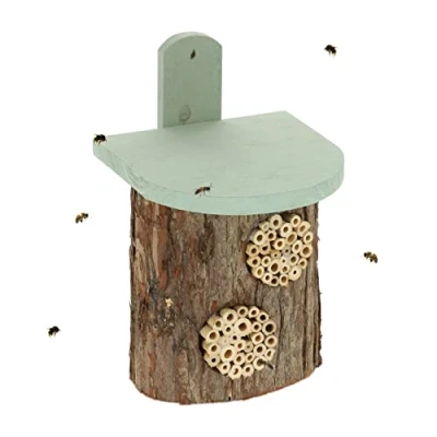 Afbeelding van Relaxdays insectenhotel boomstam insectenhuis hangend nestkast insecten hout klein