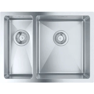 Afbeelding van Grohe rechthoekige dubbele spoelbak bladmontage onderbouw afvoerplug vuilafstotend rvs 304 hxbxd 200x595x450mm 31576sd1