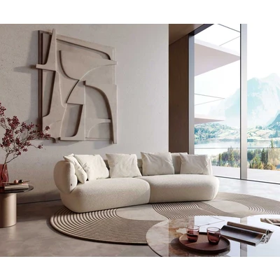 Afbeelding van DELIFE Bank Roya 320x140 cm Bouclé crème wit