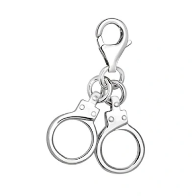 Afbeelding van Quiges Charm Hanger 3D Handboeien Verzilverd karabijnslot geschikt voor Zinzi, Thomas Sabo Ti Sento Bedelarmband QHC006