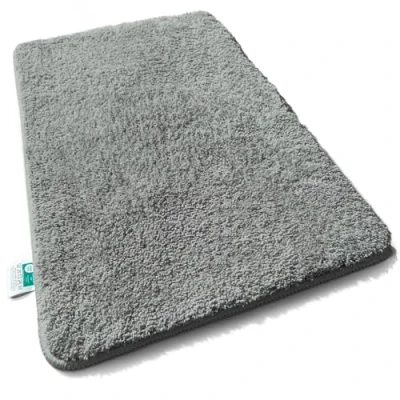 Afbeelding van casa pura badmat 50 x 60 cm grijs zacht, donzig badkamerkleed in shaggy look, antislip afwasbaar, douchemat, tapijt deurmat voor badkamer, douche, Sky Soft