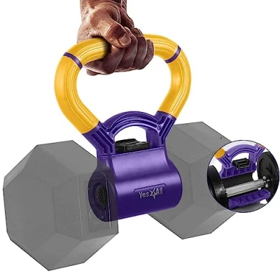 Afbeelding van Yes4All Kettlebell Grip Kettle Nieuwe versie Handvat om halters te zetten in Kettlebells voor workouts, b. Atomic Violet/Bicycle Yellow