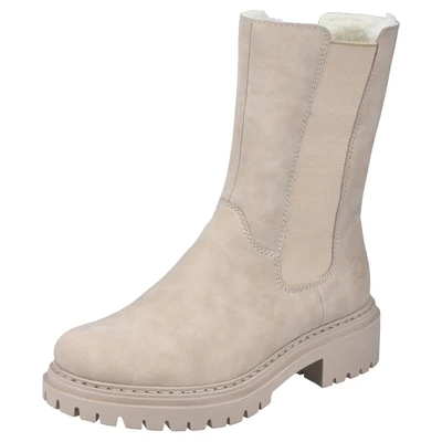 Afbeelding van Rieker DAMES Enkellaarzen 72683, Vrouwen Chelsea Laarzen,laarzen,halve laarzen,bootie,sliplaars,hoog,Beige (beige / 62),37 EU 4 UK