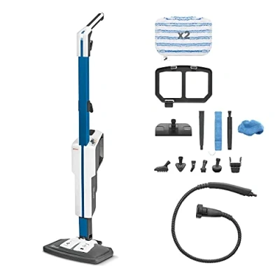 Afbeelding van Polti Vaporetto SV620_style, stoomzwabber met geïntegreerde draagbare reiniger, vloer en tapijtreiniger, extra stoomfunctie, 15 accessoires, verticaal parkeren, blauw