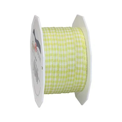Afbeelding van Präsent VICHY geschenklint limoen/wit rol van 20 m 10 mm