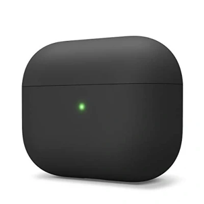 Afbeelding van elago Liquid Hybrid Silicone Case Ontworpen voor Apple AirPods Pro Triple Layer Structure : schokbestendige bescherming, LED zichtbaar, Premium Hoesje, Zonder Carabiner (Zwart)