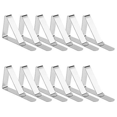Afbeelding van Newaner Grote tafelkleedklemmen, roestvrij staal, tafelkleedclips, zilverkleurig, 12 stuks