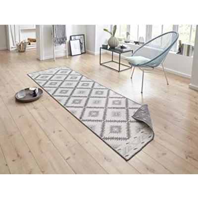 Afbeelding van Dubbelzijdige Loper Malibu Crème 80x350cm Grijs 123vloerkleed.nl is de online webshop voor vloerkleden en woonaccessoires.