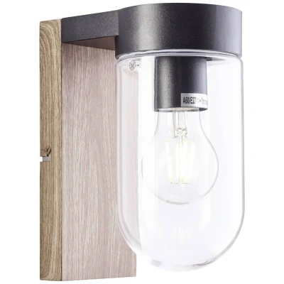 Afbeelding van Brilliant Cabar 96372/76 Buitenlamp (wand) E27 Hout (donker), Zwart