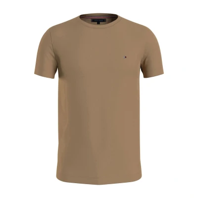 Afbeelding van Tommy Hilfiger Stretch SLIM FIT TEE Tshirt basic, Heren, Maat: Small, Beige
