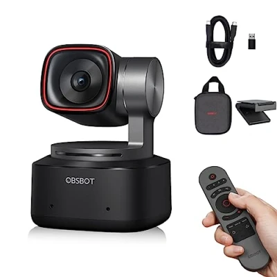 Afbeelding van OBSBOT Tiny 2 AI aangedreven PTZ 4K webcam 1/1.5&quot; CMOS 4X snellere scherpstelling USB 3.0 10x gegevensoverdracht spraakbesturing, met Smart Remote