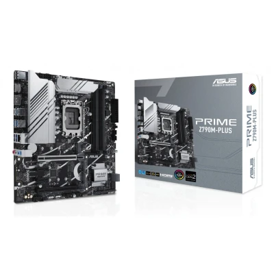 Afbeelding van ASUS Prime Z790M Plus LGA 1700 (Intel 14e, 12e en 13e generatie) microATX moederbord (PCIe 5.0,3xM.2 slots,10+1 DrMOS, DDR5,1 Gb LAN, DP, USB 3.2 Gen2 Type C, voorzijde USB3.2 Gen 1 TypeC, Thunderbolt