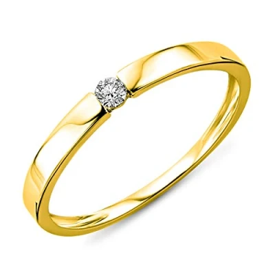 Afbeelding van Miore Ring Dames 0,05 Ct Solitaire Diamant Verlovingsring van Wit Goud/Geelgoud 9 Karaat/375 Goud, Sieraden, Geelgoud,