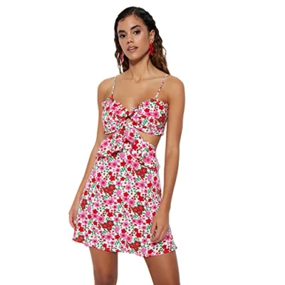 Afbeelding van Trendyol Mini Geweven Strandjurk Met Uitsnijding/Raam En Bloemenprint Tbess21El1054