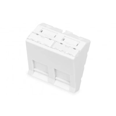 Afbeelding van DIGITUS 45x45 mm, 2 poorts frontplaat, schuin voor DN 93802 5 SH, RAL 9003