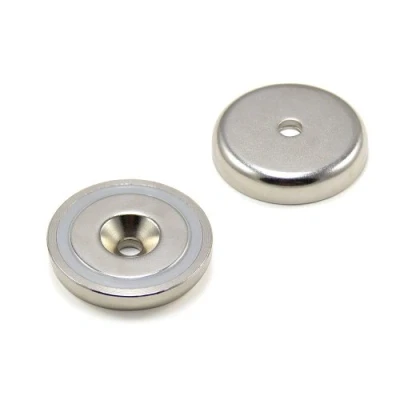 Afbeelding van First4magnets F4MA40 1 40 mm diameter x 8 dik 6 c/verzinking N42 neodymium potmagneet 64 kg aantrekkingskracht (1 stuks)