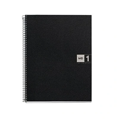 Afbeelding van Miquelrius Notitieboek The Original, A4, 80 vellen met 70 g/m² en 1 gekleurde strip, geruit, 5 mm, 4 gaten, omslag van polypropyleen, zwart/grijs