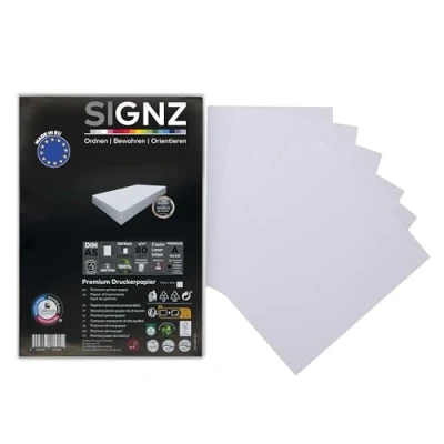 Afbeelding van SIGNZ Kopieerpapier, DIN A5, wit, 75 g, 350 vellen, printerpapier voor thuis en op kantoor, FSC Mix 70%
