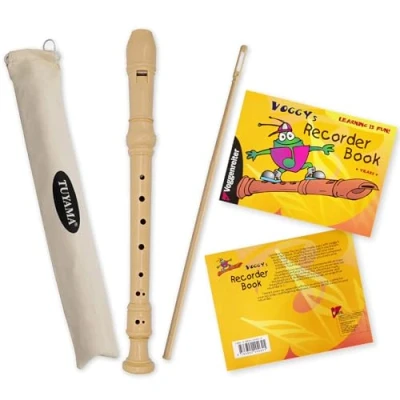 Afbeelding van Starterset met blokfluit + leerboek: tuyama TFS 08D van stevig ABS (Duitse greep) &#039;Voggy&#039;s Recorder Book&#039; (in het Engels, ISBN 9783802404641)