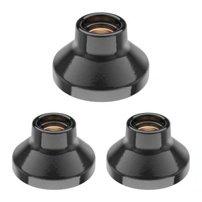 Afbeelding van ledscom.de 3 stuks plafondlamp/fitting ELEKTRA, porselein, glanzend zwart, 1x E27 max. 300W