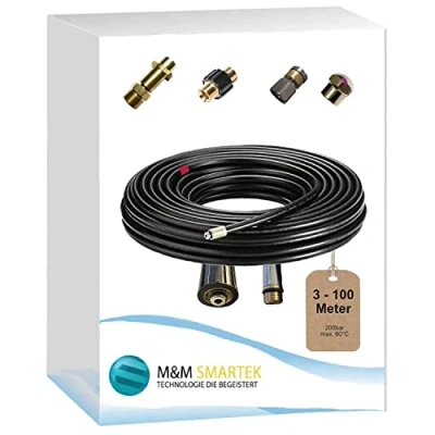 Afbeelding van Pijpreinigingsslang set Professional (5 delig) voor Kärcher Kränzle HD HDS 63900290 &amp; 57630400 aansluiting 1/8&quot; AG: M22 x 1,5 IG bajonetadapter messing AG meter)