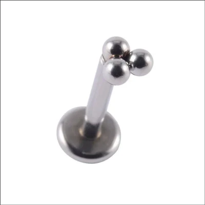 Afbeelding van Helix piercing 3 bolletjes chirurgisch staal 1.2mm 8mm 3mm