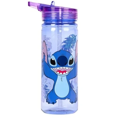 Afbeelding van Disney Stitch Plastic fles met rietje, BPA vrij, 580 ml, schoolwaterfles voor meisjes, 100% lekvrij, duurzame drinkfles meisjes