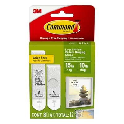 Afbeelding van 3M Command Picture Hangstrips verwijderbare hangende strips voor grote fotoframes voordeelpakket 4 paar (medium), 8 (groot)