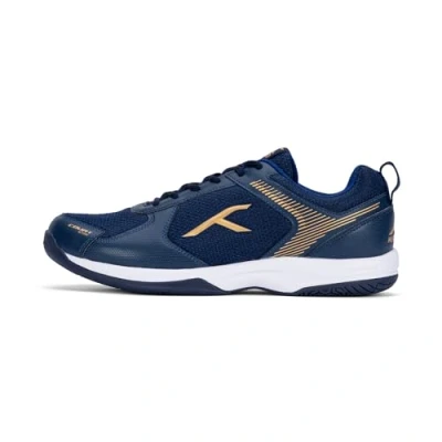 Afbeelding van HUNDRED Court Star Non Marking professionele badmintonschoenen voor heren (marineblauw/goud, EU 42/UK 8/US 9) X kussenbescherming Geschikt indoortennis/squash/tafeltennis/basketbal en padel