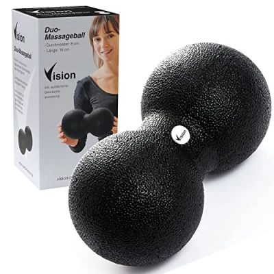 Afbeelding van Vision Duo massagebal, 8 x 16 cm, milieuvriendelijk en duurzaam materiaal, zelfmassage voor fascia, losmaken van spanningen, triggerpointtherapie, snelle regeneratie, professionals aanbevelen