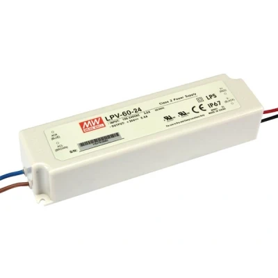 Afbeelding van LED driver IP67 transformator 24v 2,5A VDC 60W 1 Uitgang Meanwell LPV 60 24