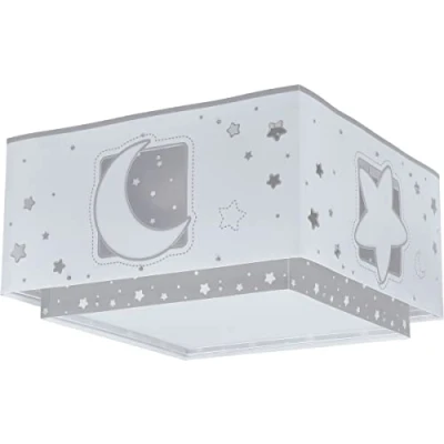 Afbeelding van Dalber Kinder plafondlamp kinderkamer kinderlamp Moonlight Maan and Sterren grijs